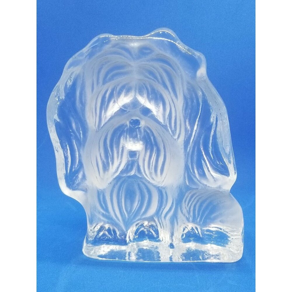 Viking Dalzell Yorkshire Terrier Yorkie Frosted Glass Dog Paperweight Figurine